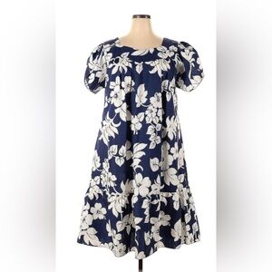 Royal Creations Hawaii Hibiscus Floral Muumuu Dress (Sz XXL) Blue & White